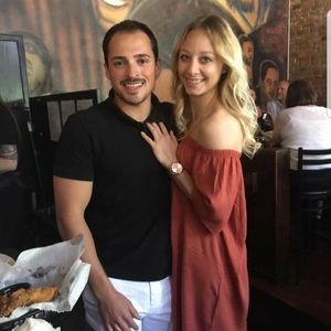 Rust off-the-shoulder dress